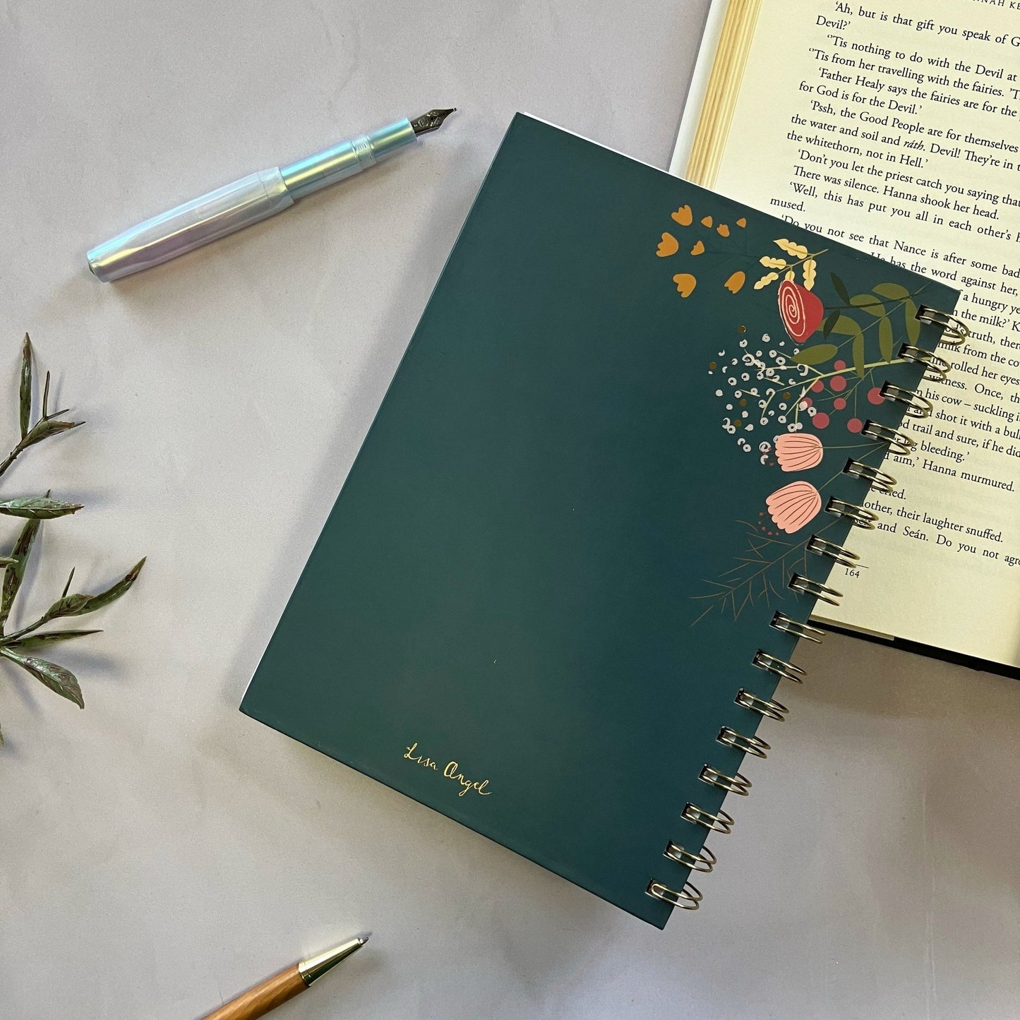 Teal Floral Notebook - The Willoughby Book Clubnotebook