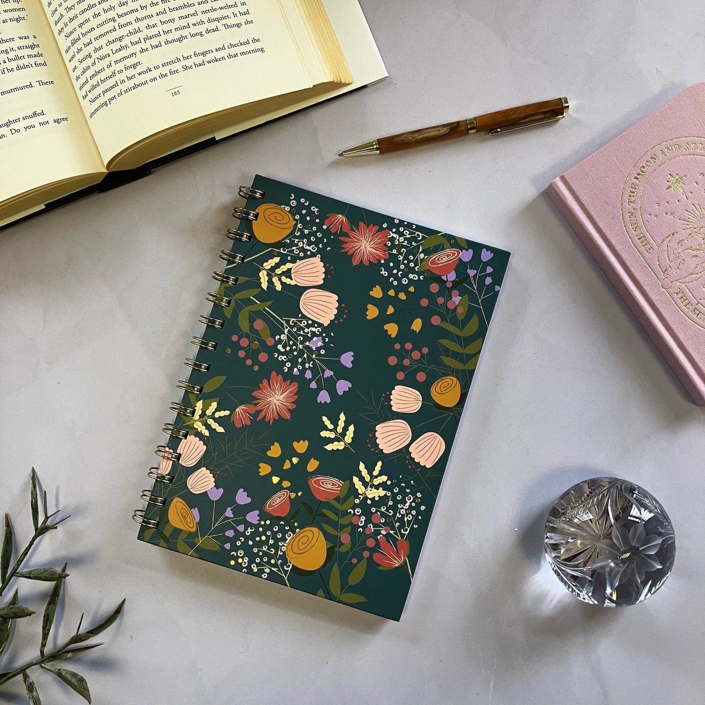 Teal Floral Notebook - The Willoughby Book Clubnotebook