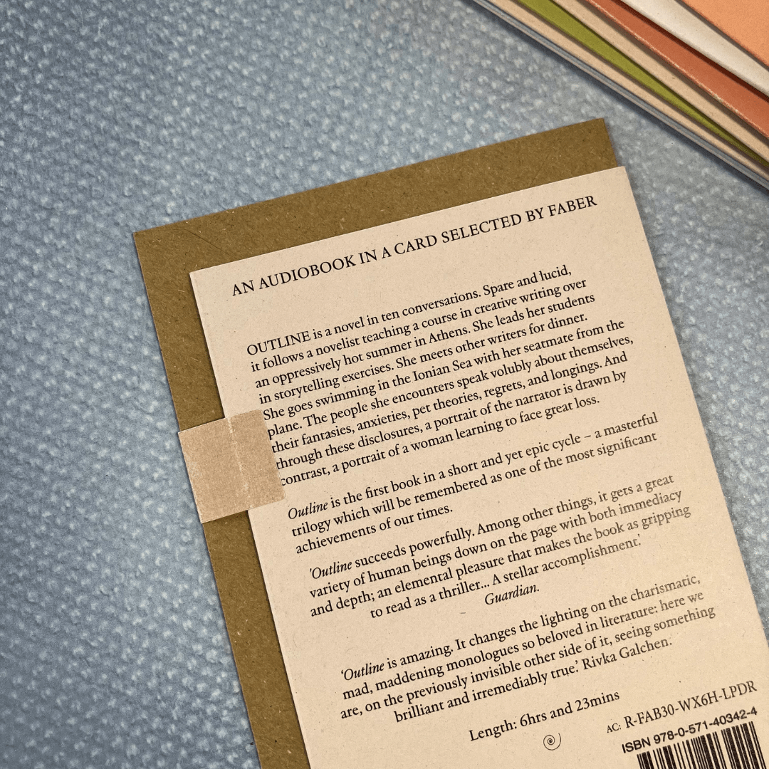 An Audiobook in a Card - Outline by Rachel Cusk - The Willoughby Book ClubAudiobook