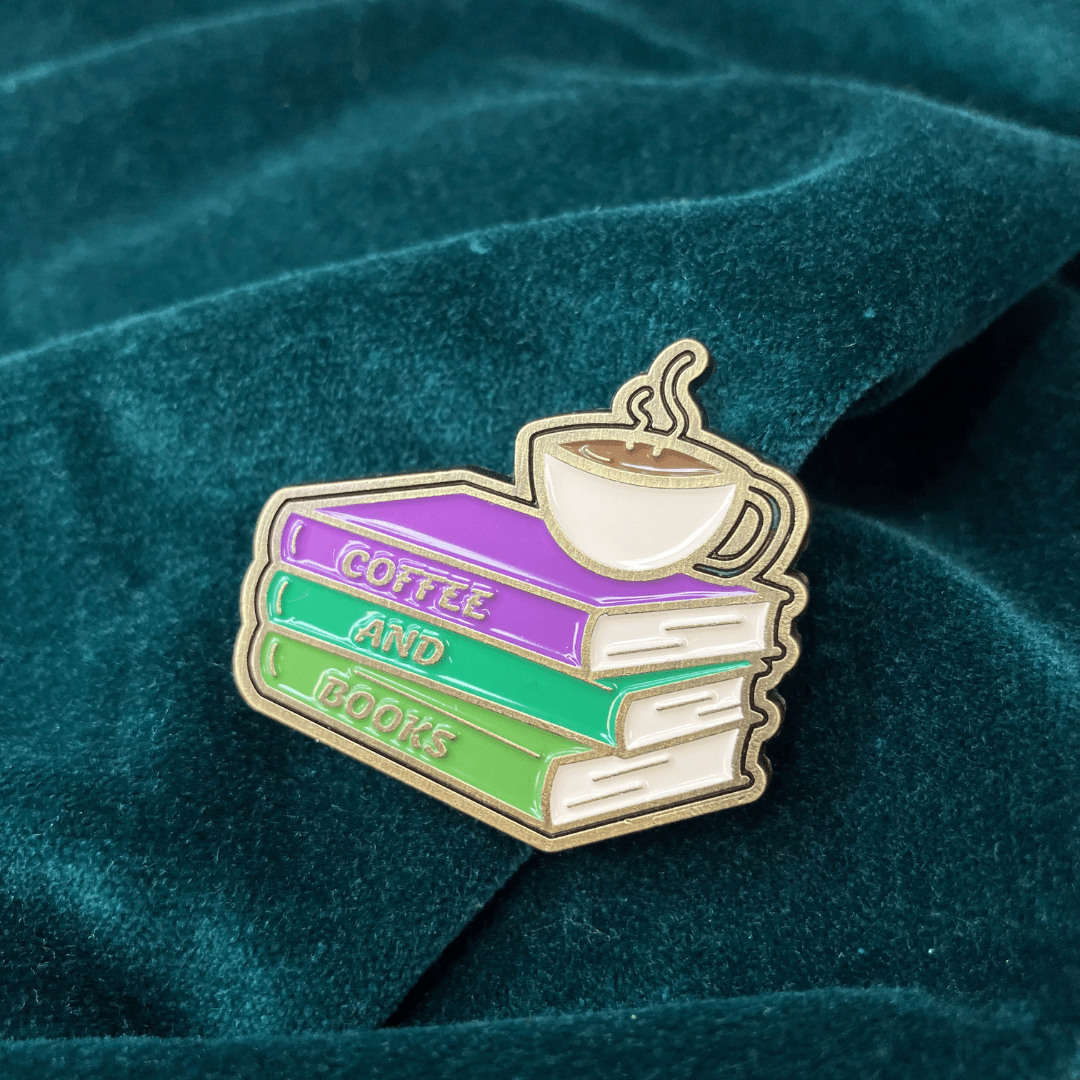 Coffee and Books Enamel Pin Badge - The Willoughby Book ClubNon Book Product