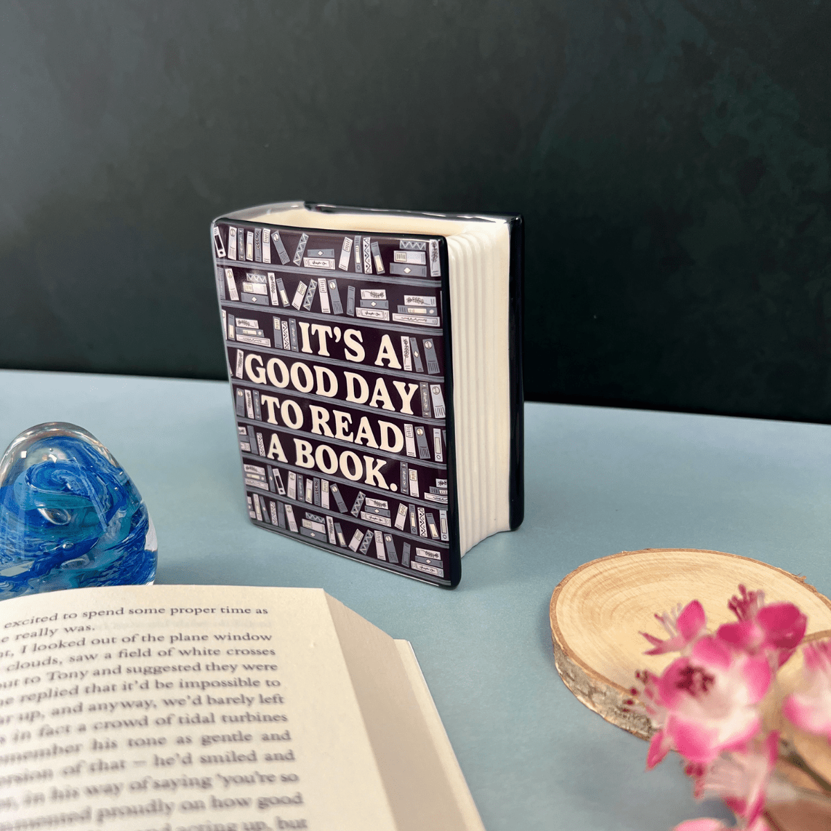 Good Day To Read A Book, Book Shaped Mini Vase - The Willoughby Book ClubNon Book Product