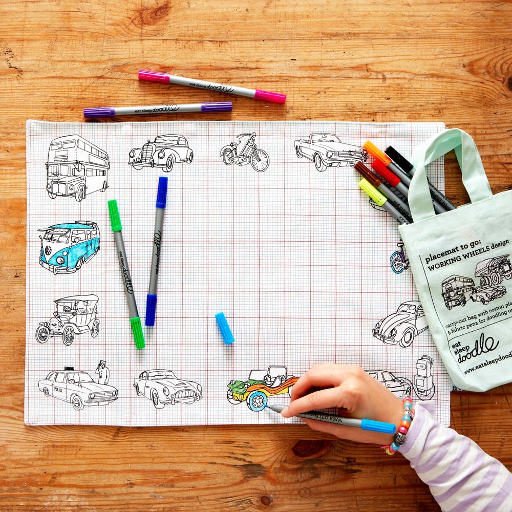 Car, Trucks & Tractors Colouring Mat - The Willoughby Book Club