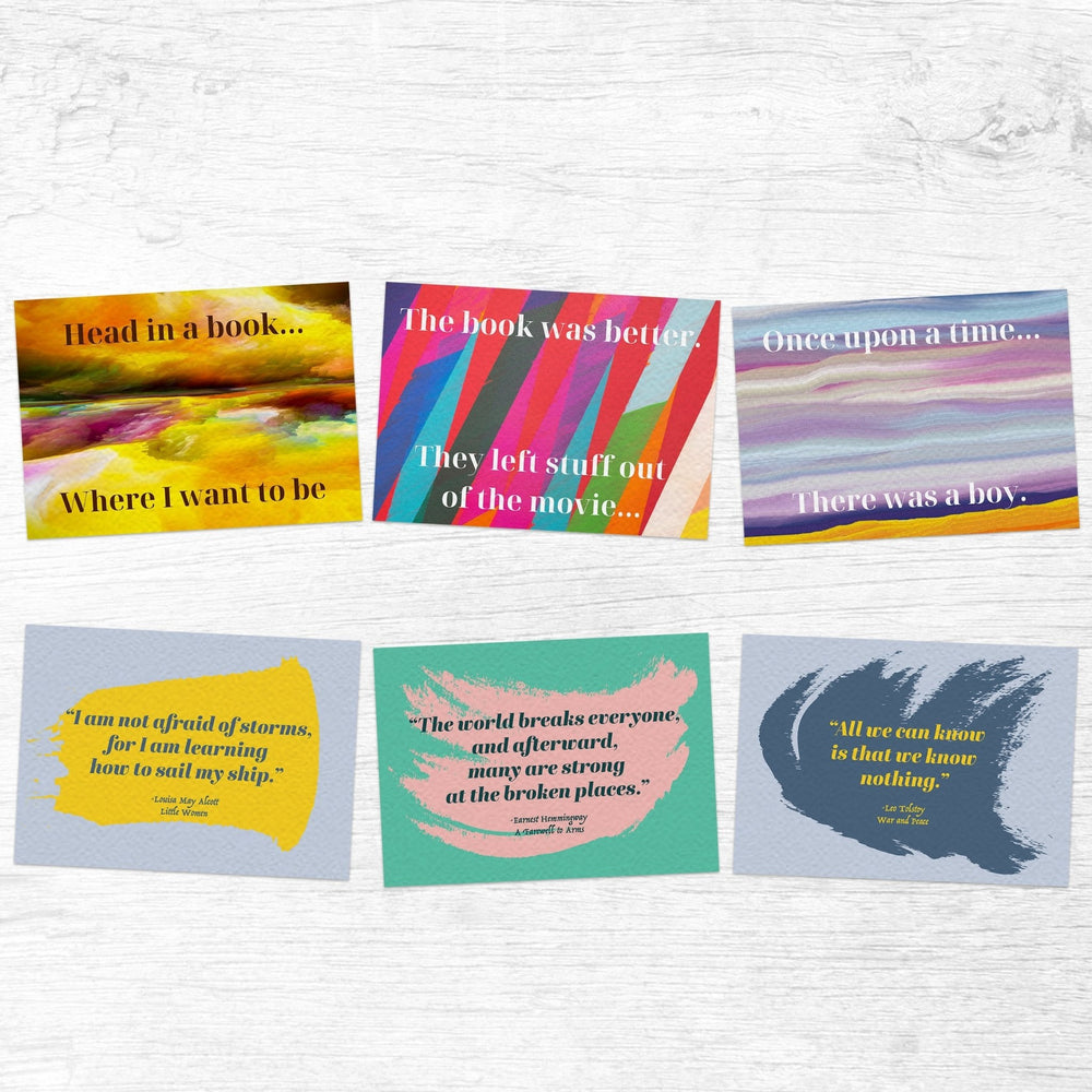 Postcards - Book Quotes Design - The Willoughby Book ClubPosters, Prints, & Visual ArtworkHead in a book