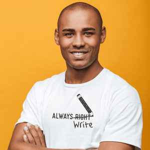 
                  
                    Unisex Always 'Right/Write' T-Shirt - The Willoughby Book ClubXSWhite
                  
                